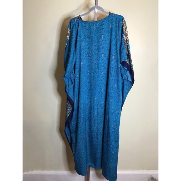 Sante Women Tribal Print MuMu/ Kaftan Sz. Os Blue Loungewear Comfort Modest EUC - Picture 3 of 8